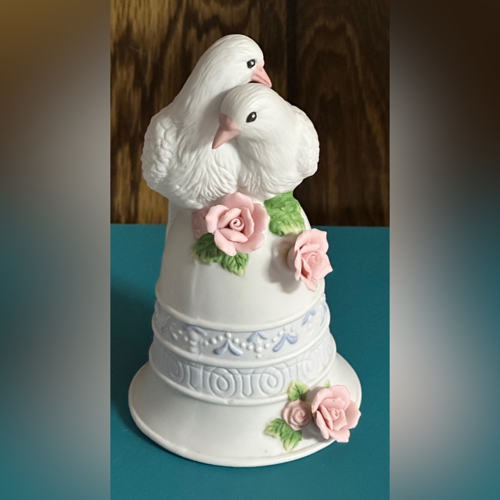 Porcelain Birds Flowers Bell